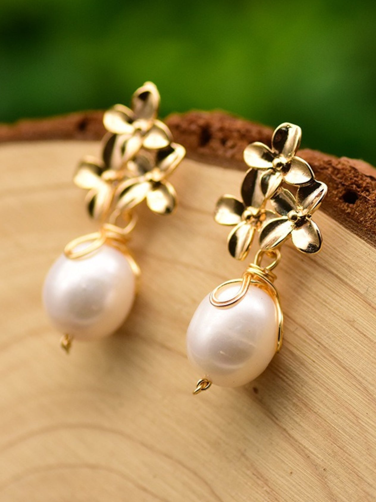 Whimsical Bloom Pearl Drop Earrings