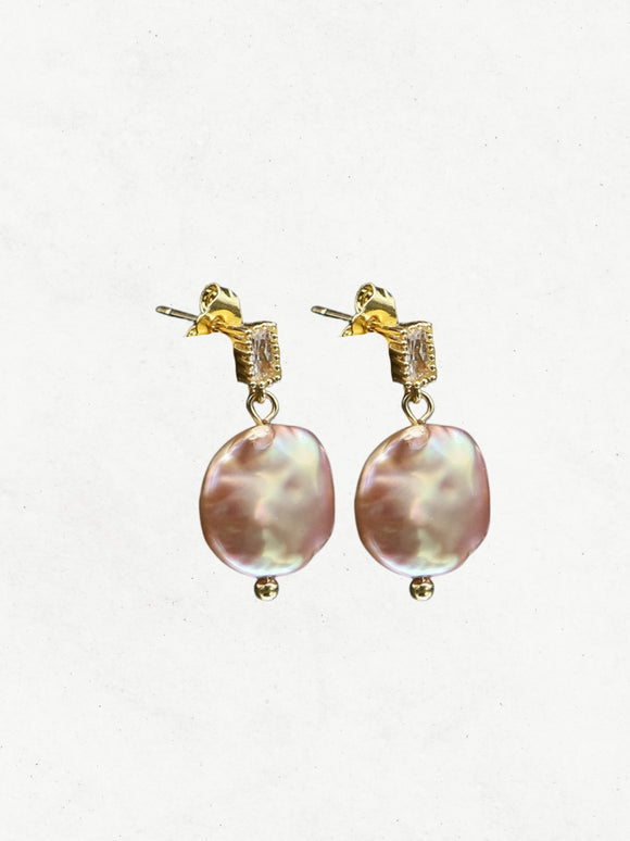 Rosette Princess Drop Pearl & Crystal Stud Earrings