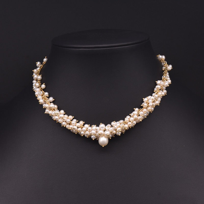 The Gilded Pearl Nebula Necklace