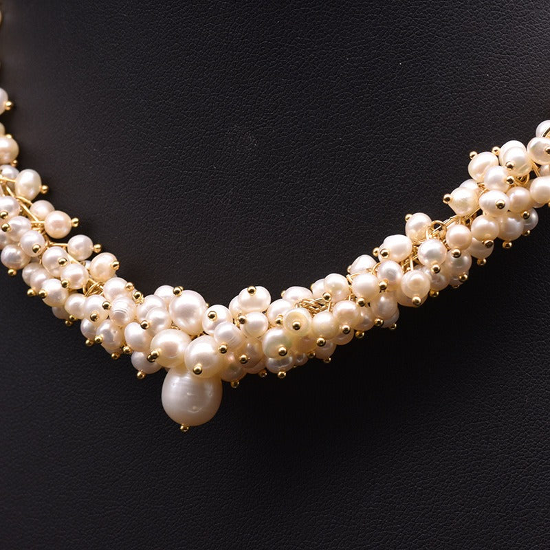 The Gilded Pearl Nebula Necklace
